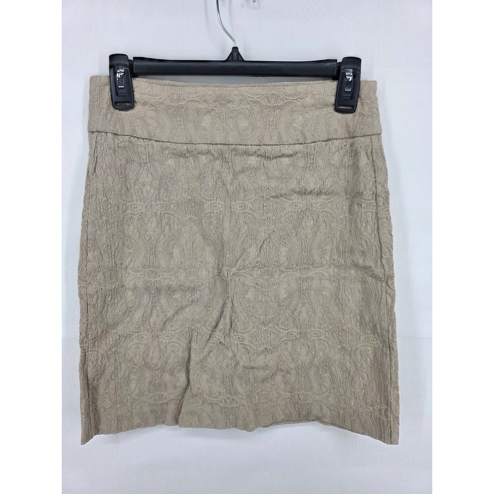 Lulu-B Beige Textured Jacquard Paisley Damask Skirt Size 8